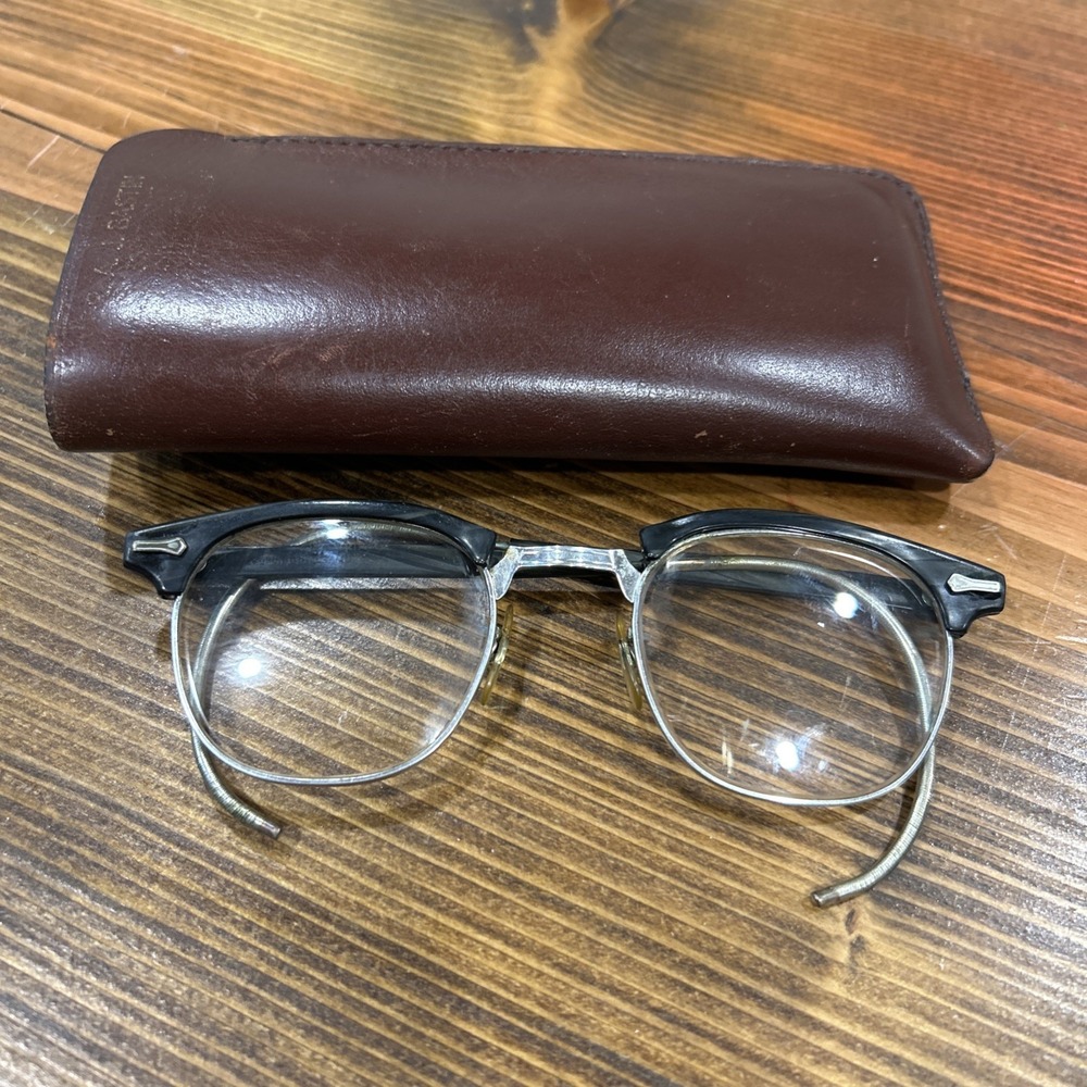 Vintage SHURON Eyeglasses 1/10 12k GF 22 m/m 6 1/2 LO Gray Black Glasses